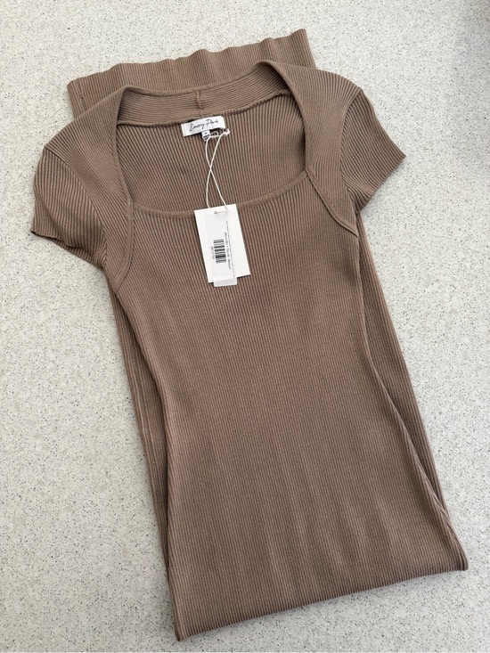 Worth Collective Tops - Worth Collective Wren Taupe Ribbed BodyCon Maxi Dress Square Neck Medium NWT